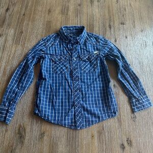 3/24$ Silver Jeans Blue Plaid Kids Button Down Shirt size 7